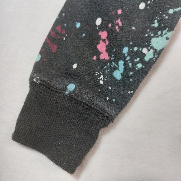 Justice Active Black Paint Splatter Hoodie Size 6 - Picture 9 of 9